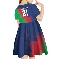 Namibia Cricket Custom Kid Short Sleeve Dress Namibian Gold Sun Flag Motif - Wonder Print Shop