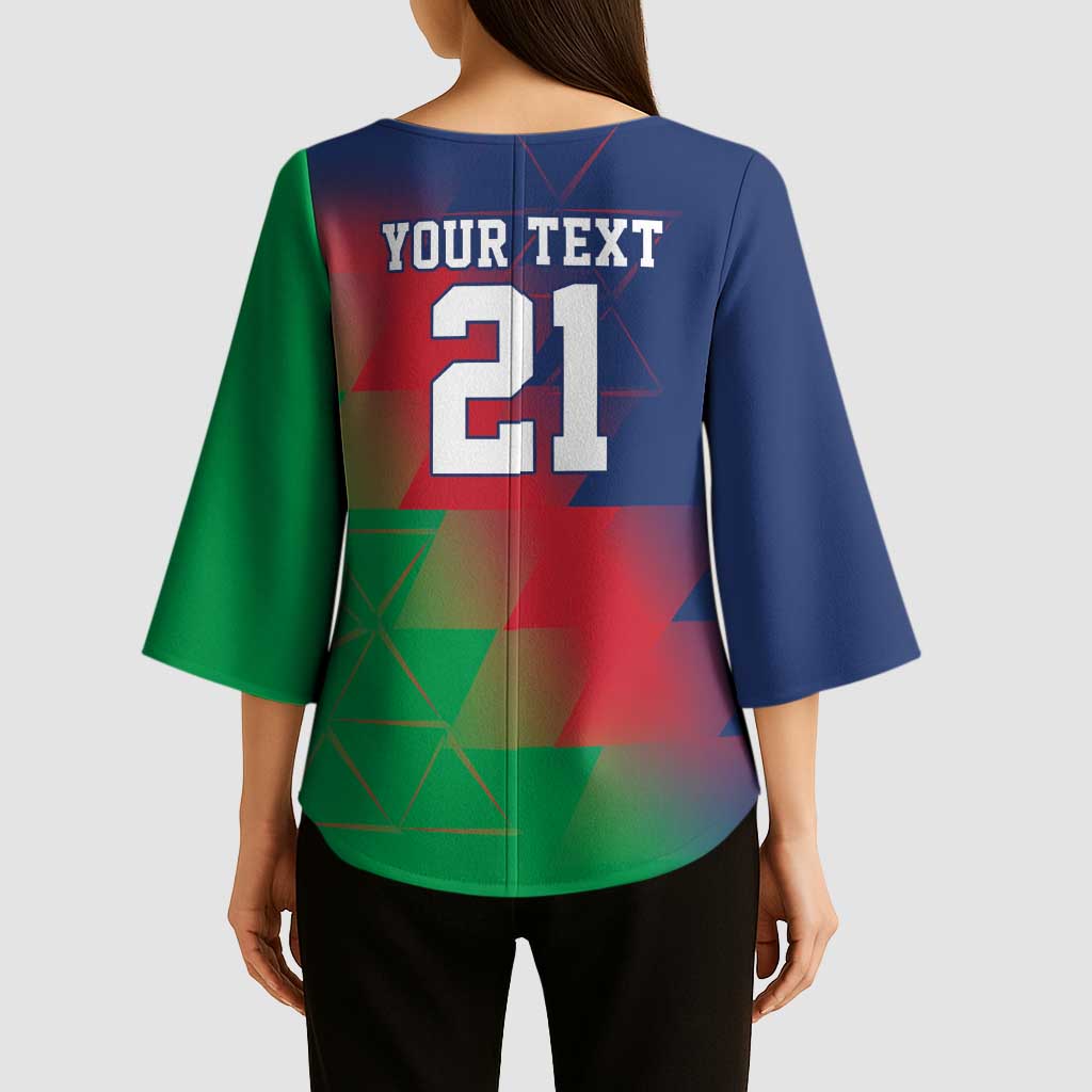 Namibia Cricket Custom Kimono Sleeve Blouse Namibian Gold Sun Flag Motif - Wonder Print Shop