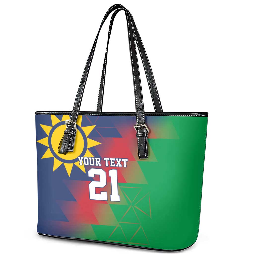 Namibia Cricket Custom Leather Tote Bag Namibian Gold Sun Flag Motif - Wonder Print Shop