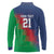 Namibia Cricket Custom Long Sleeve Polo Shirt Namibian Gold Sun Flag Motif - Wonder Print Shop