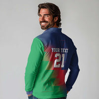 Namibia Cricket Custom Long Sleeve Polo Shirt Namibian Gold Sun Flag Motif - Wonder Print Shop