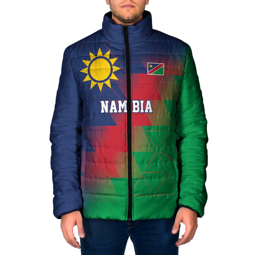Namibia Cricket Custom Padded Jacket Namibian Gold Sun Flag Motif - Wonder Print Shop