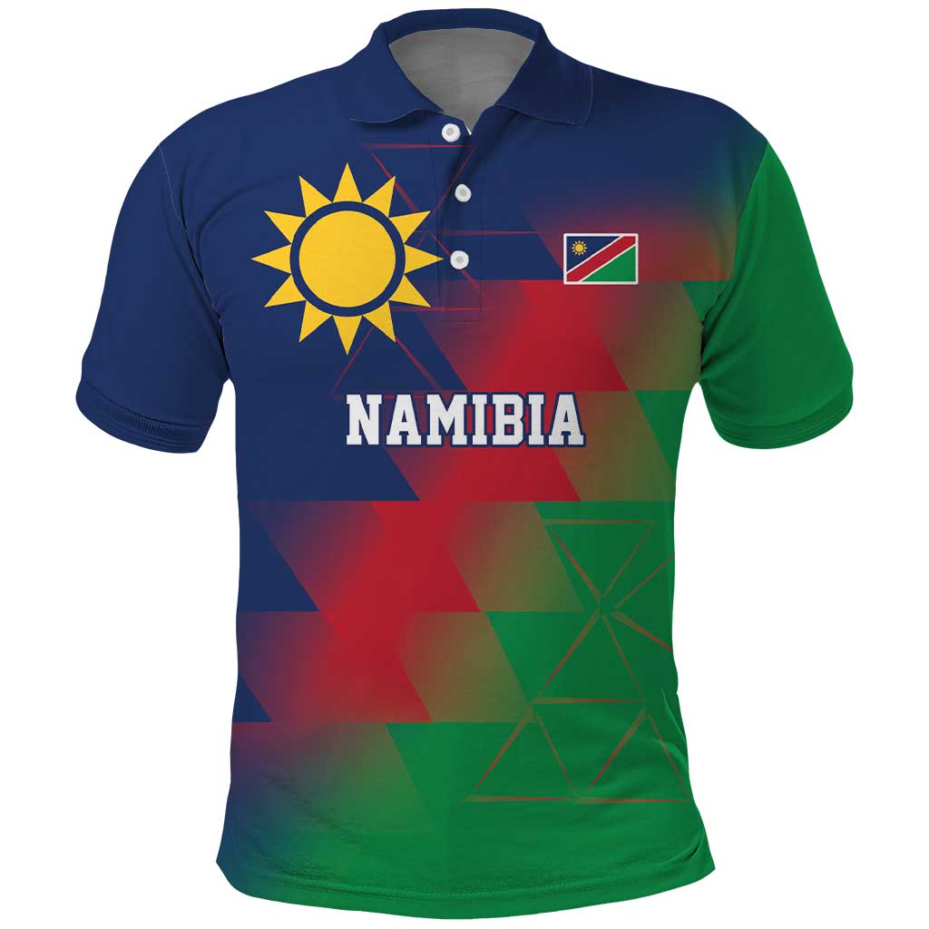 Namibia Cricket Custom Polo Shirt Namibian Gold Sun Flag Motif - Wonder Print Shop