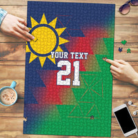 Namibia Cricket Custom Puzzle Namibian Gold Sun Flag Motif - Wonder Print Shop