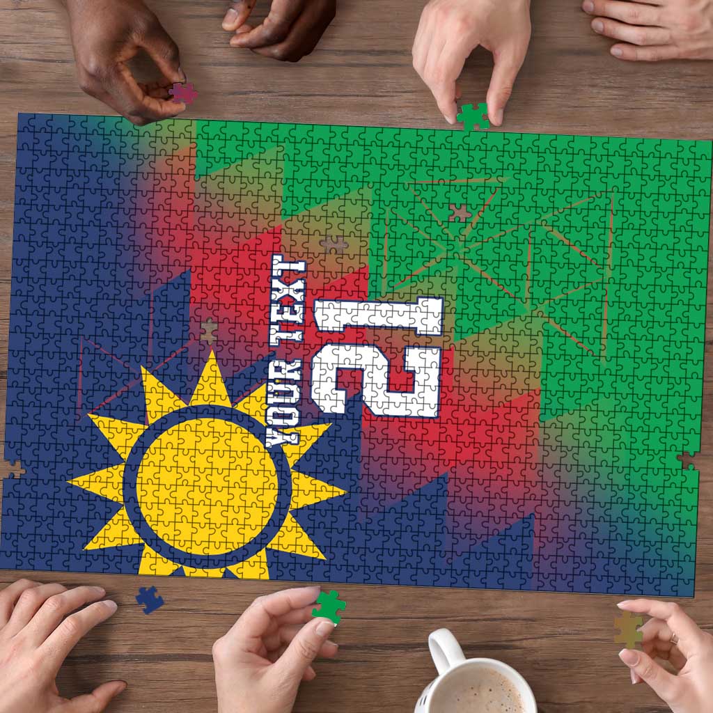 Namibia Cricket Custom Puzzle Namibian Gold Sun Flag Motif - Wonder Print Shop