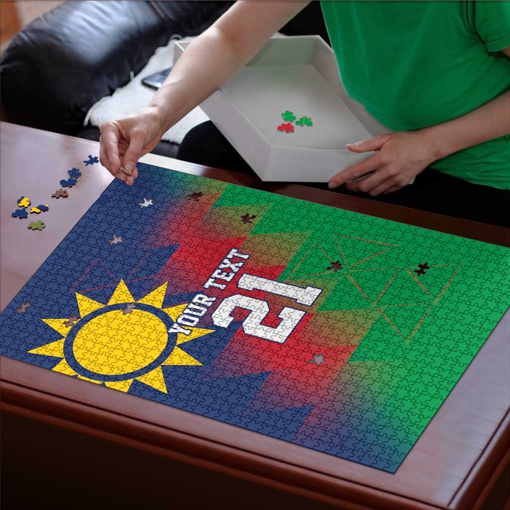 Namibia Cricket Custom Puzzle Namibian Gold Sun Flag Motif - Wonder Print Shop