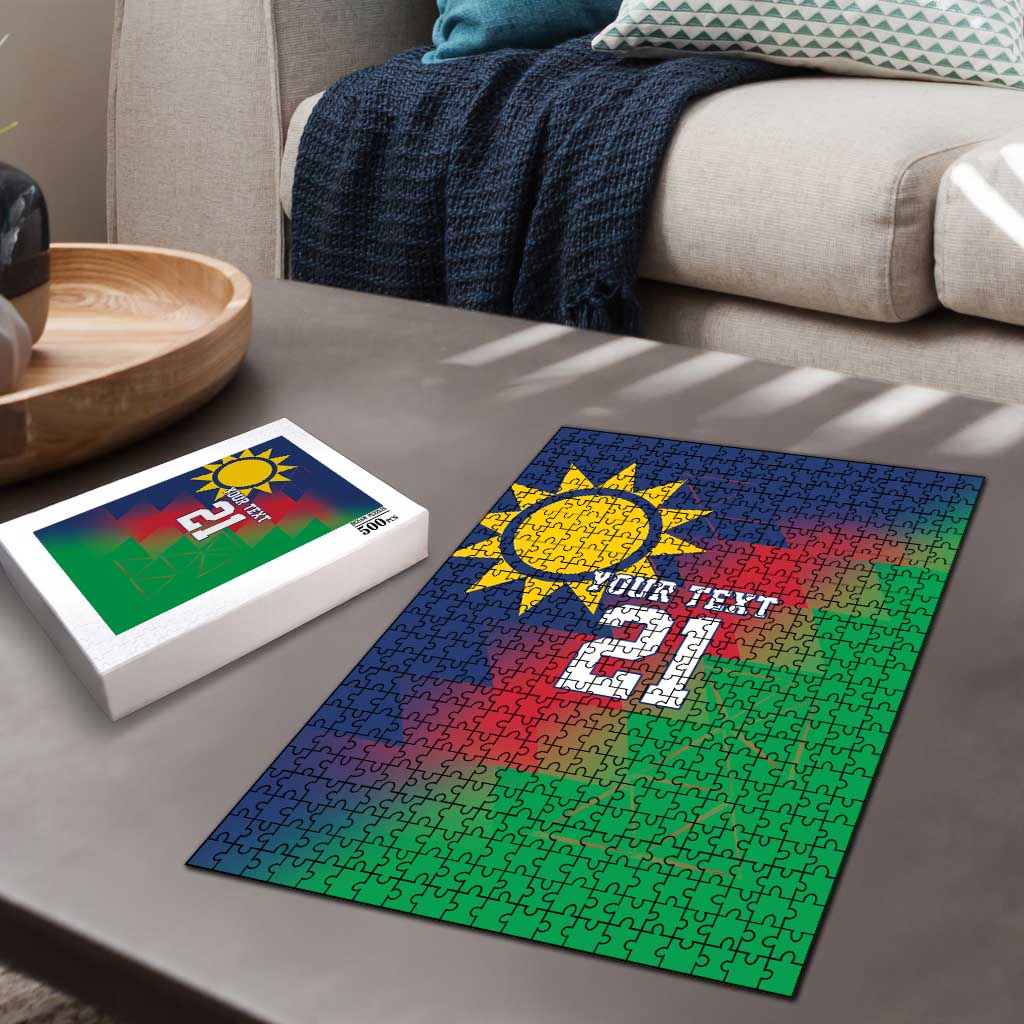Namibia Cricket Custom Puzzle Namibian Gold Sun Flag Motif - Wonder Print Shop