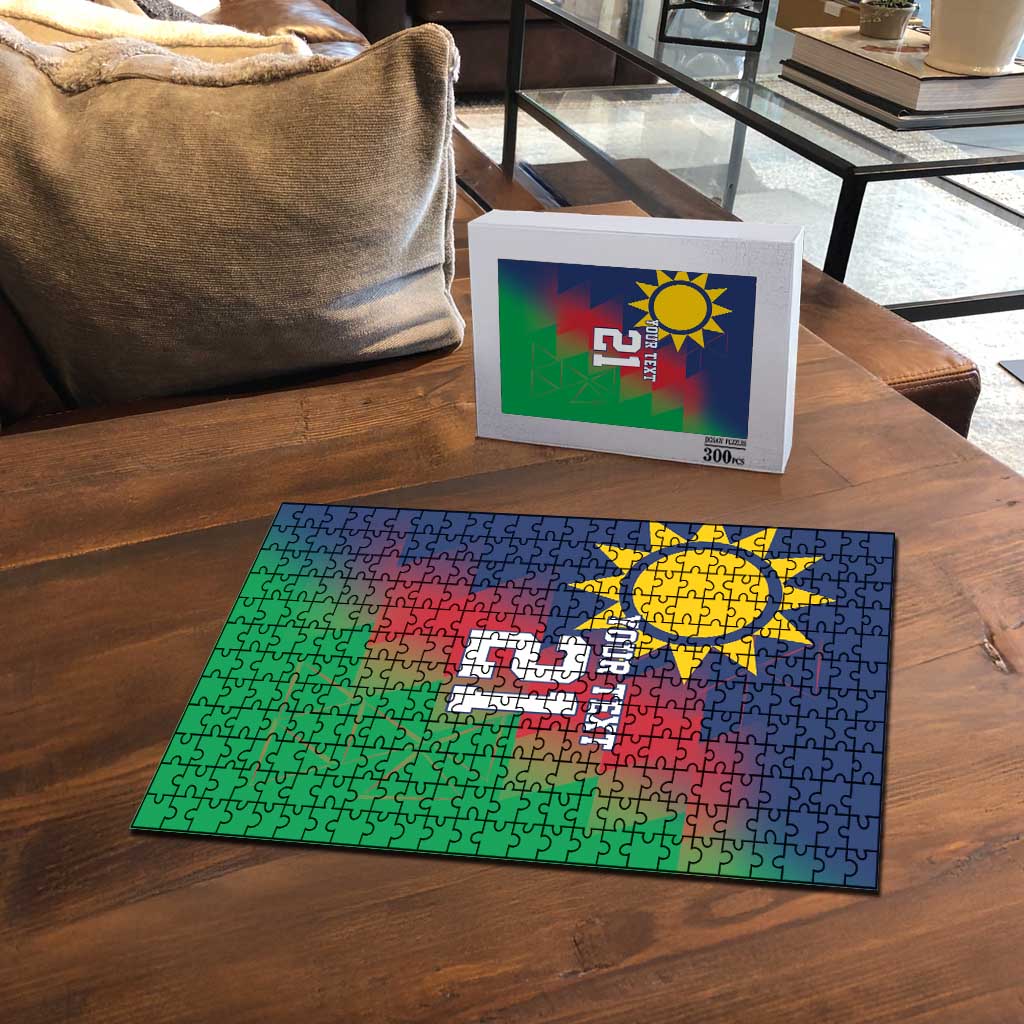 Namibia Cricket Custom Puzzle Namibian Gold Sun Flag Motif - Wonder Print Shop