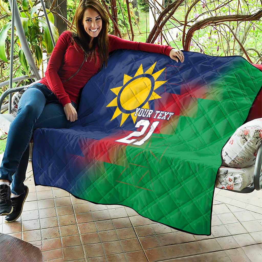 Namibia Cricket Custom Quilt Namibian Gold Sun Flag Motif - Wonder Print Shop