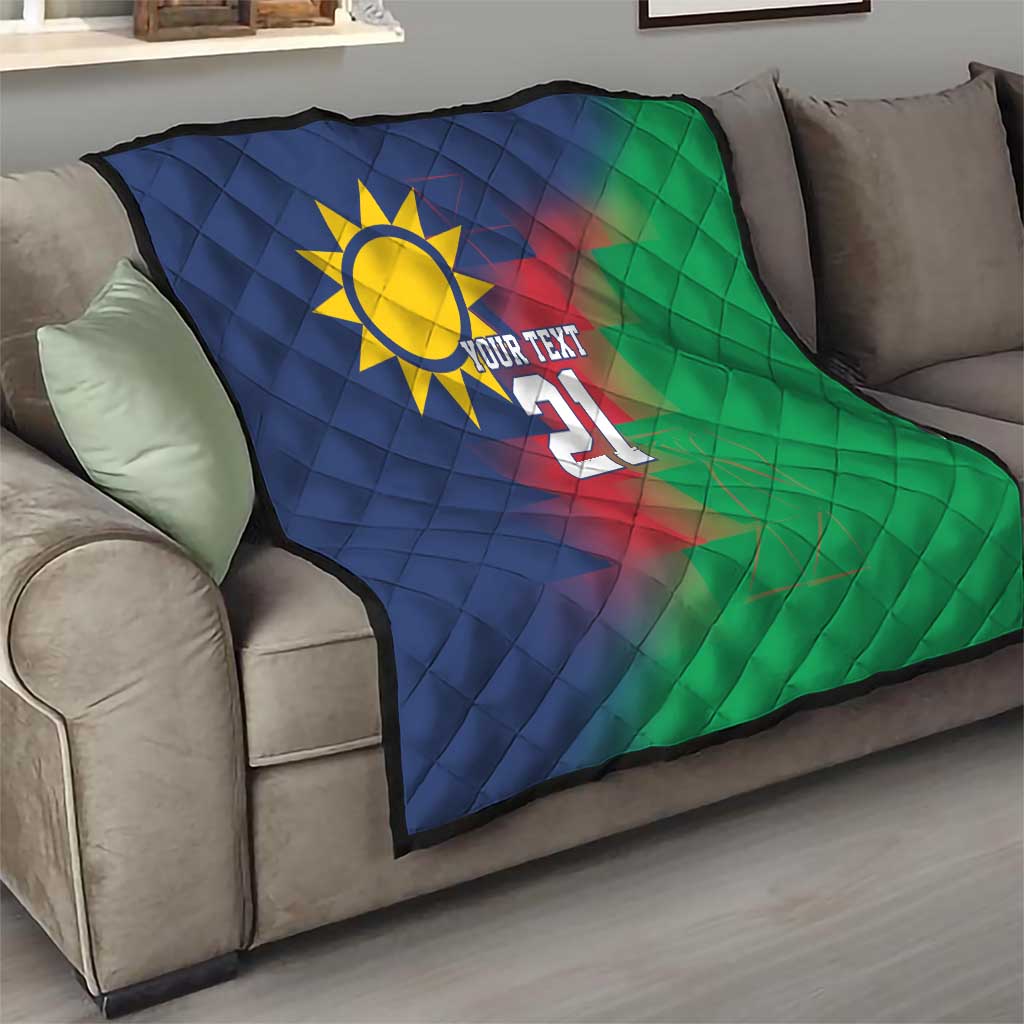 Namibia Cricket Custom Quilt Namibian Gold Sun Flag Motif - Wonder Print Shop