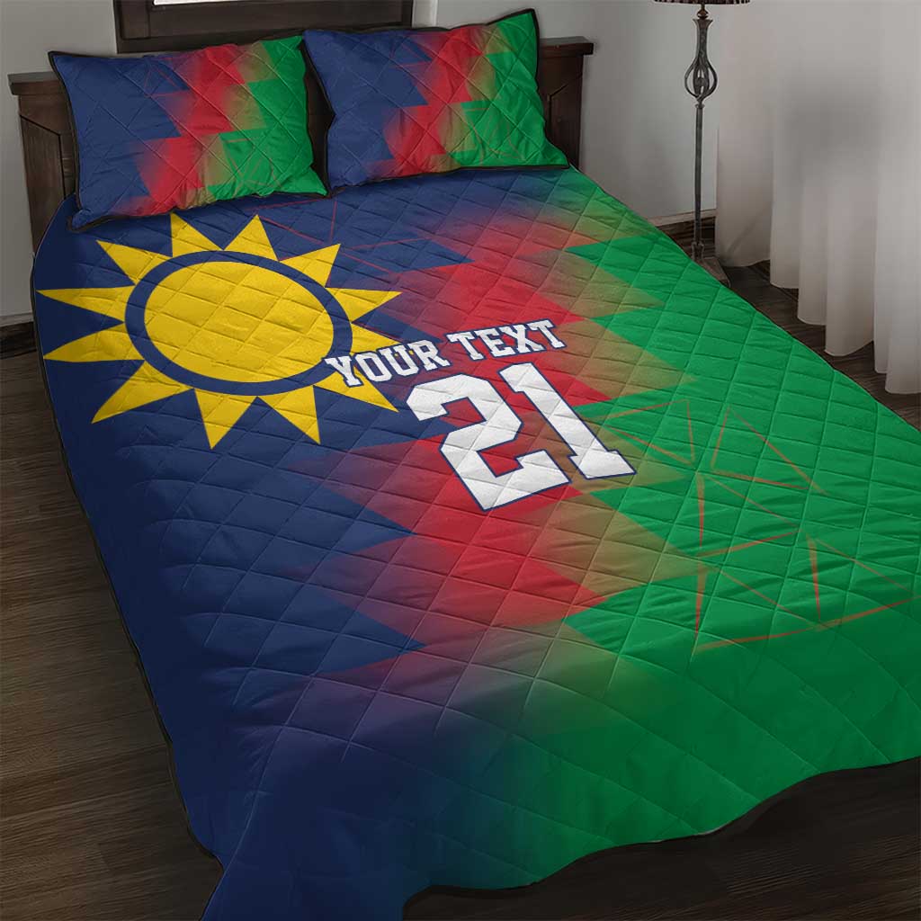 Namibia Cricket Custom Quilt Bed Set Namibian Gold Sun Flag Motif - Wonder Print Shop