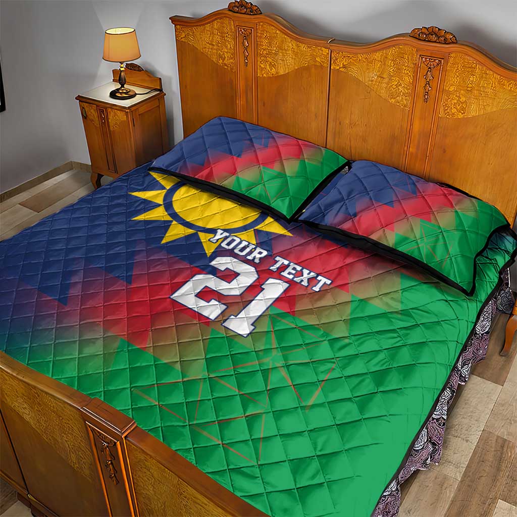 Namibia Cricket Custom Quilt Bed Set Namibian Gold Sun Flag Motif - Wonder Print Shop