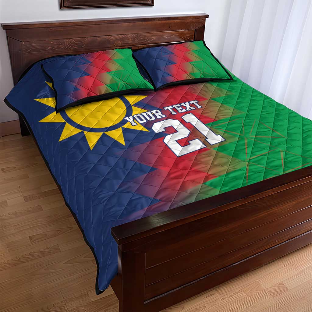 Namibia Cricket Custom Quilt Bed Set Namibian Gold Sun Flag Motif - Wonder Print Shop