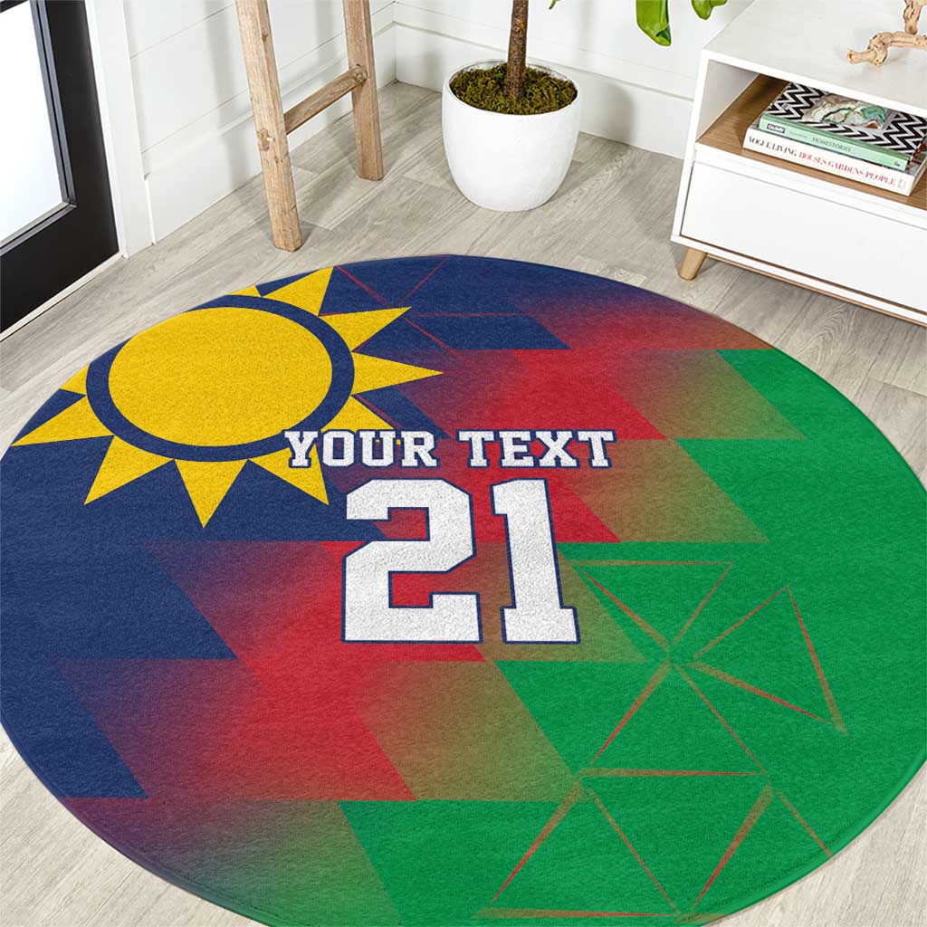 Namibia Cricket Custom Round Carpet Namibian Gold Sun Flag Motif - Wonder Print Shop