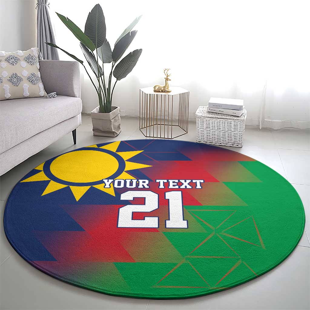 Namibia Cricket Custom Round Carpet Namibian Gold Sun Flag Motif - Wonder Print Shop