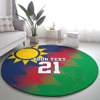 Namibia Cricket Custom Round Carpet Namibian Gold Sun Flag Motif - Wonder Print Shop