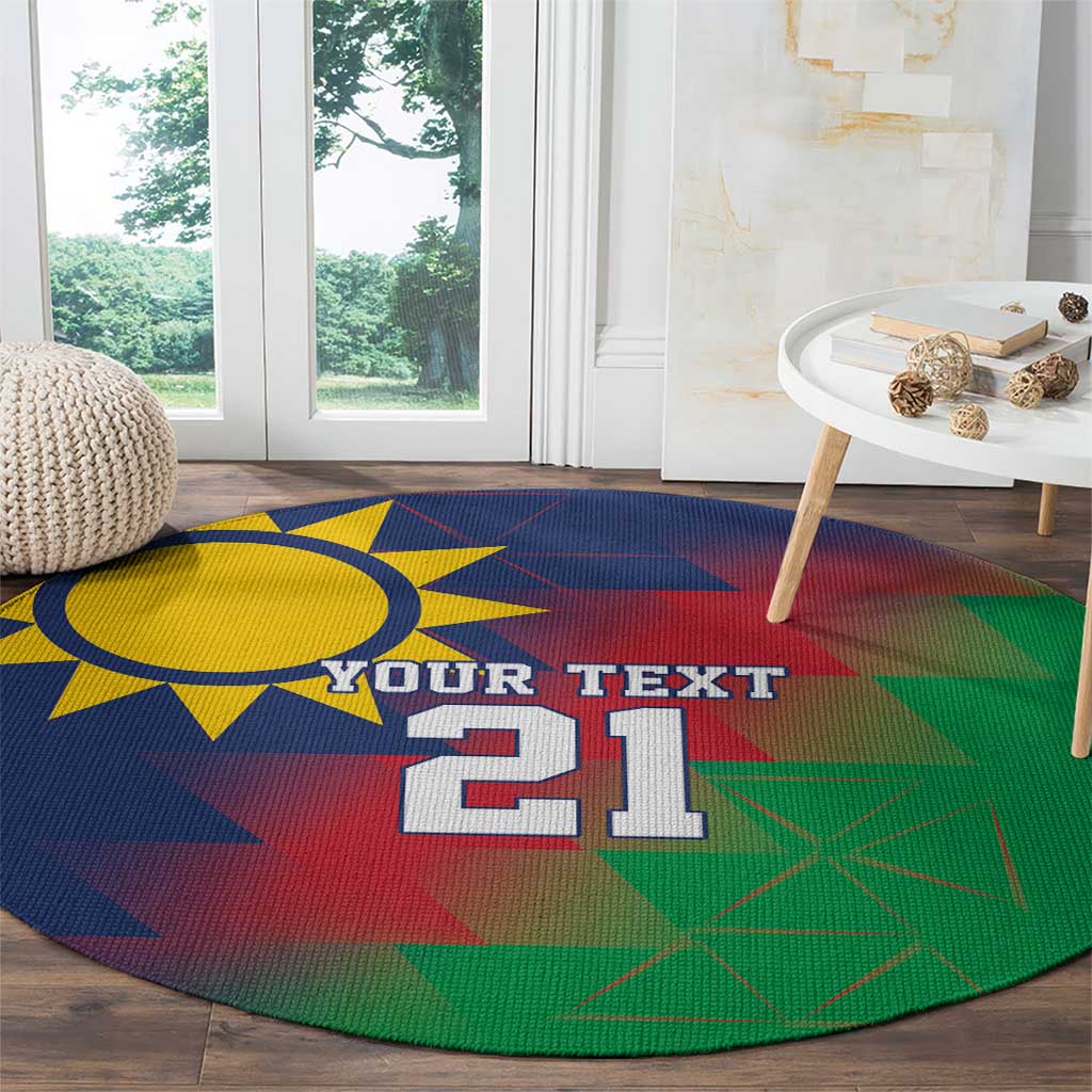 Namibia Cricket Custom Round Carpet Namibian Gold Sun Flag Motif - Wonder Print Shop