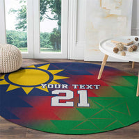 Namibia Cricket Custom Round Carpet Namibian Gold Sun Flag Motif - Wonder Print Shop