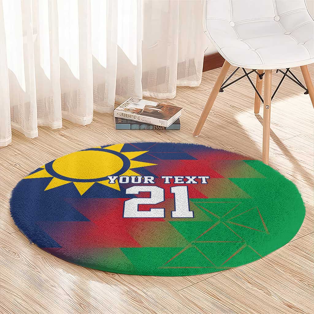Namibia Cricket Custom Round Carpet Namibian Gold Sun Flag Motif - Wonder Print Shop