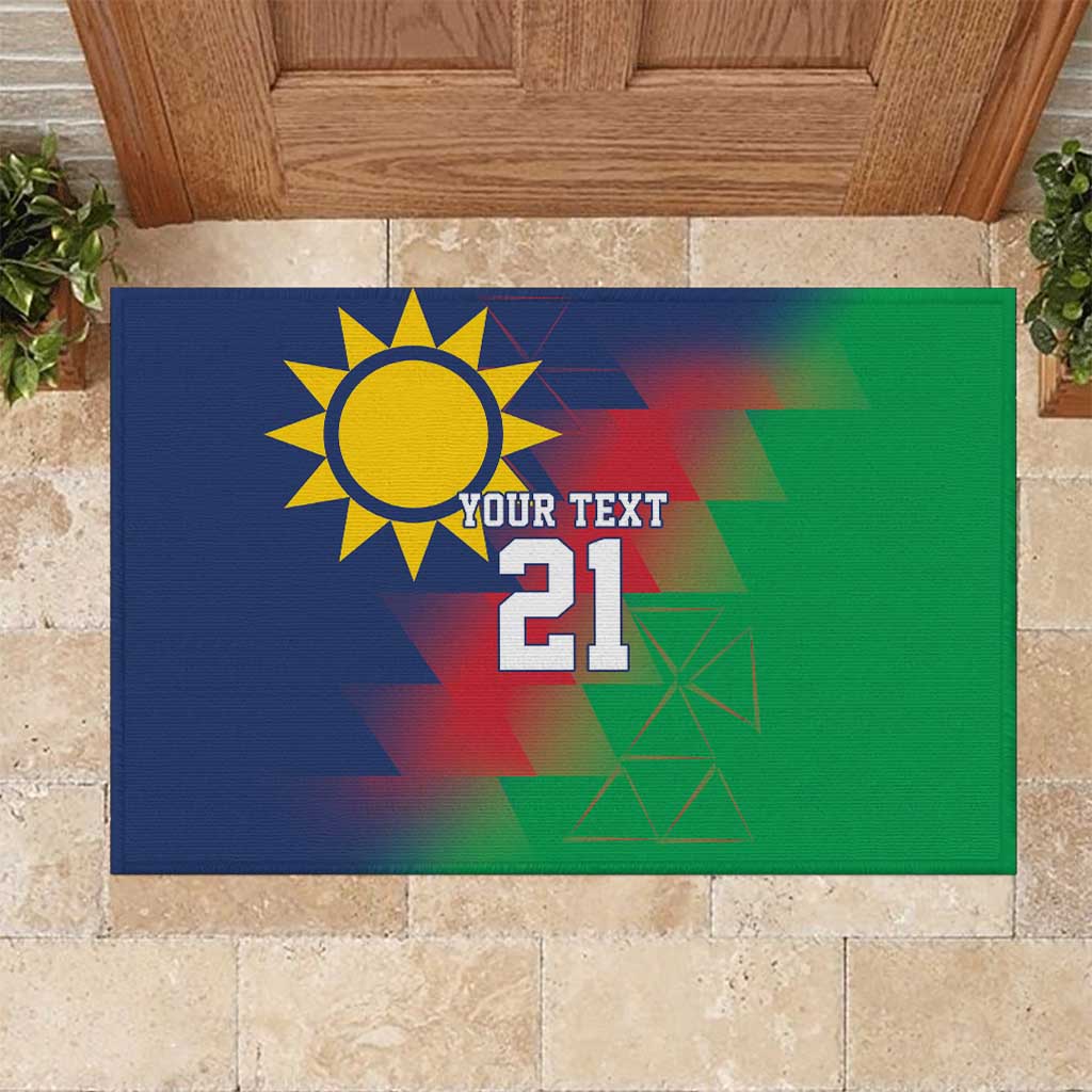 Namibia Cricket Custom Rubber Doormat Namibian Gold Sun Flag Motif - Wonder Print Shop