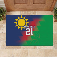 Namibia Cricket Custom Rubber Doormat Namibian Gold Sun Flag Motif - Wonder Print Shop