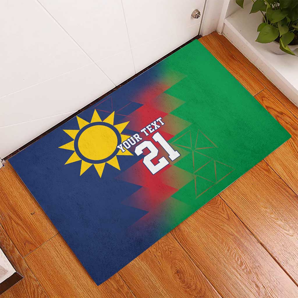 Namibia Cricket Custom Rubber Doormat Namibian Gold Sun Flag Motif - Wonder Print Shop