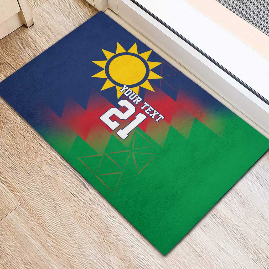 Namibia Cricket Custom Rubber Doormat Namibian Gold Sun Flag Motif - Wonder Print Shop
