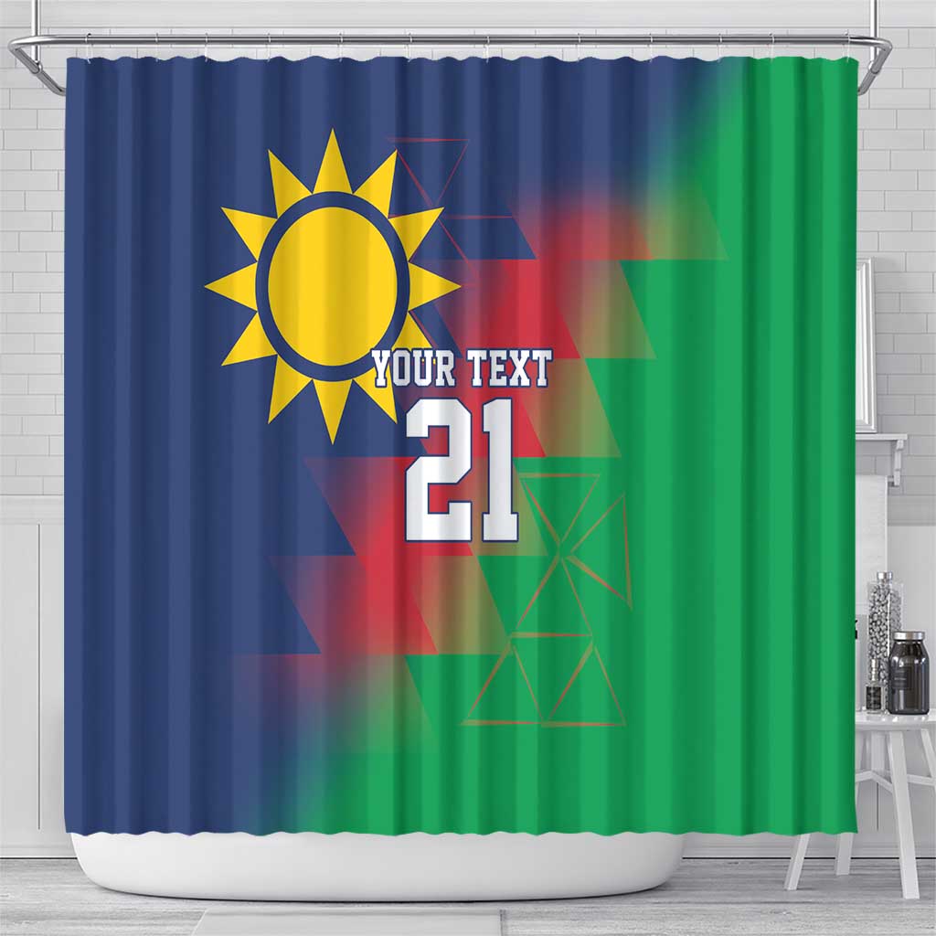 Namibia Cricket Custom Shower Curtain Namibian Gold Sun Flag Motif - Wonder Print Shop