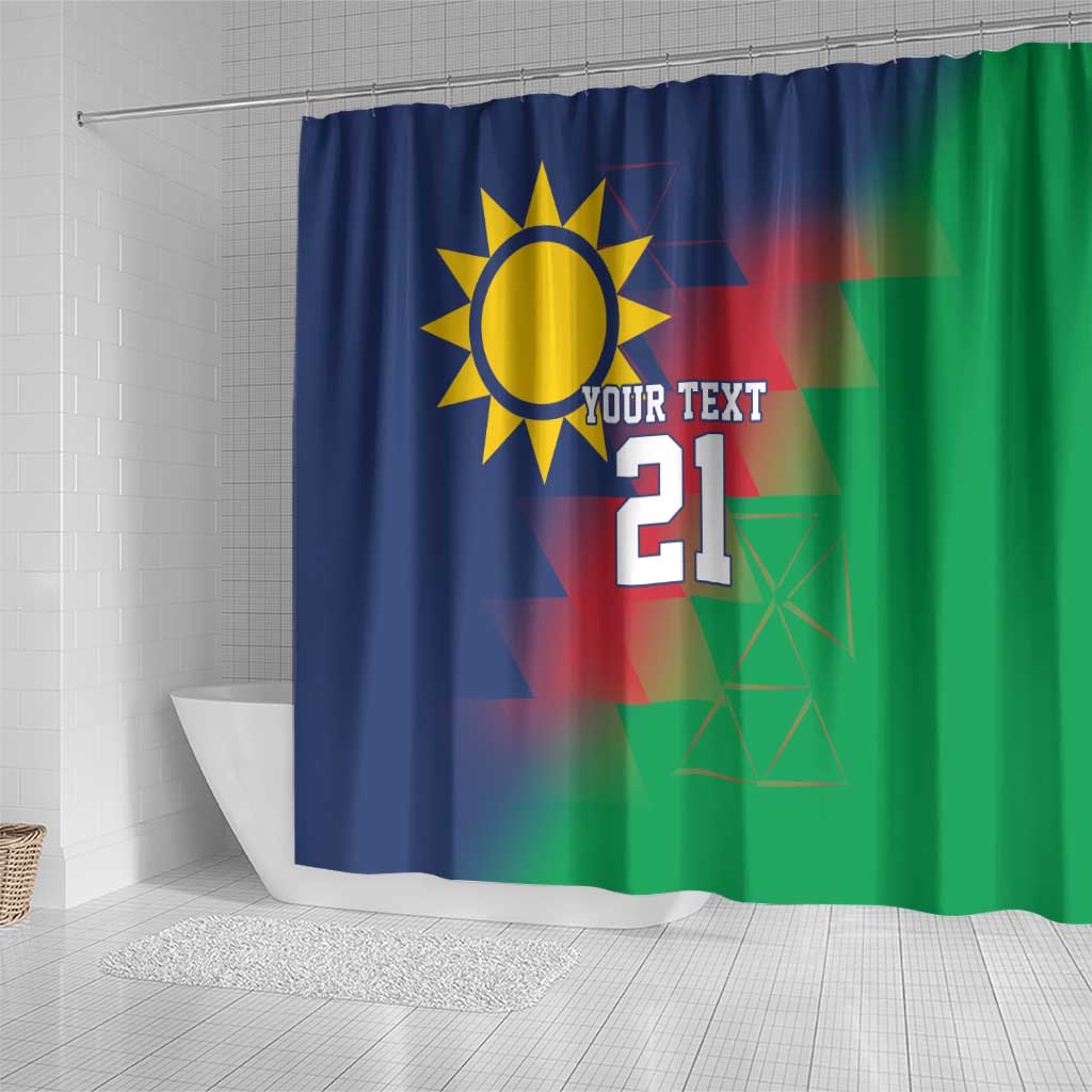 Namibia Cricket Custom Shower Curtain Namibian Gold Sun Flag Motif - Wonder Print Shop