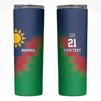 Namibia Cricket Custom Skinny Tumbler Namibian Gold Sun Flag Motif - Wonder Print Shop