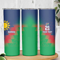 Namibia Cricket Custom Skinny Tumbler Namibian Gold Sun Flag Motif - Wonder Print Shop