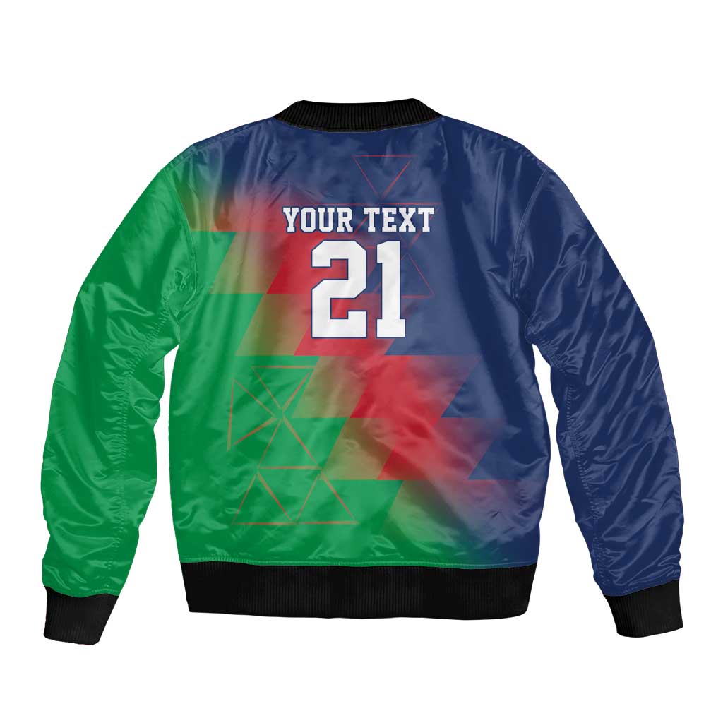 Namibia Cricket Custom Sleeve Zip Bomber Jacket Namibian Gold Sun Flag Motif - Wonder Print Shop