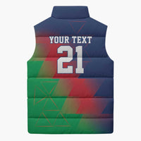 Namibia Cricket Custom Sleeveless Puffer Jacket Namibian Gold Sun Flag Motif - Wonder Print Shop
