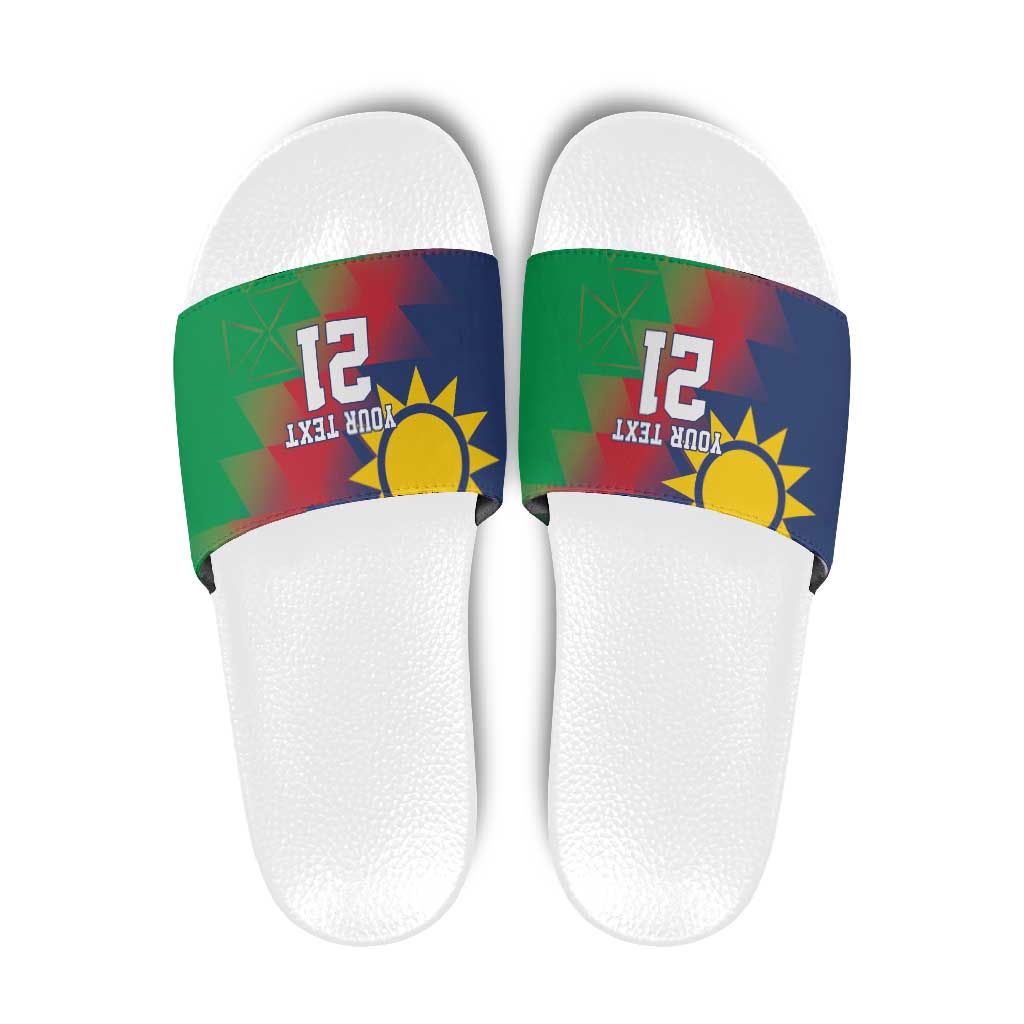 Namibia Cricket Custom Slide Sandals Namibian Gold Sun Flag Motif - Wonder Print Shop