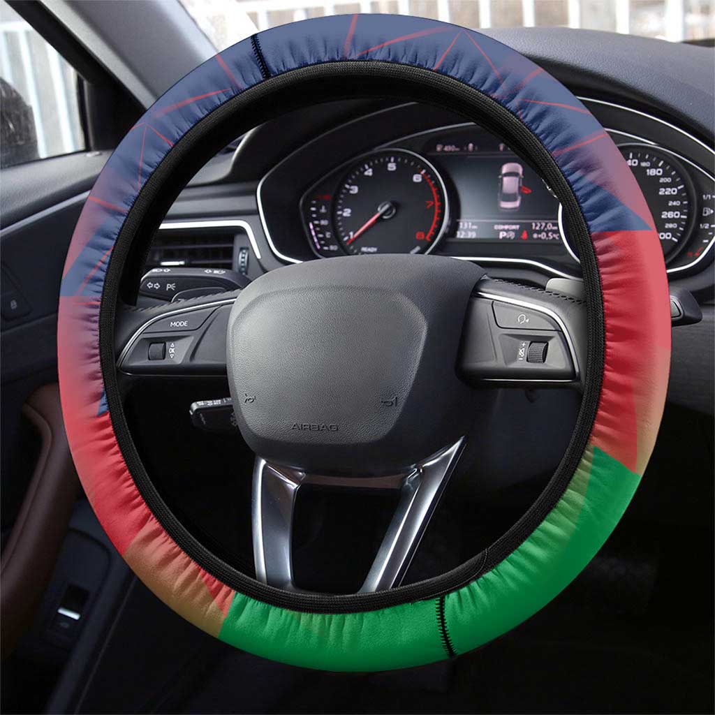 Namibia Cricket Steering Wheel Cover Namibian Gold Sun Flag Motif - Wonder Print Shop