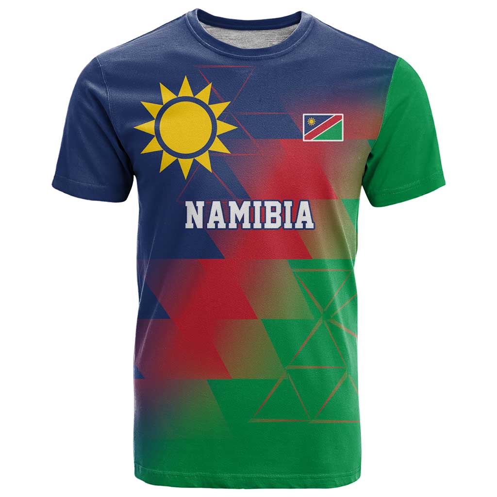 Namibia Cricket Custom T Shirt Namibian Gold Sun Flag Motif - Wonder Print Shop