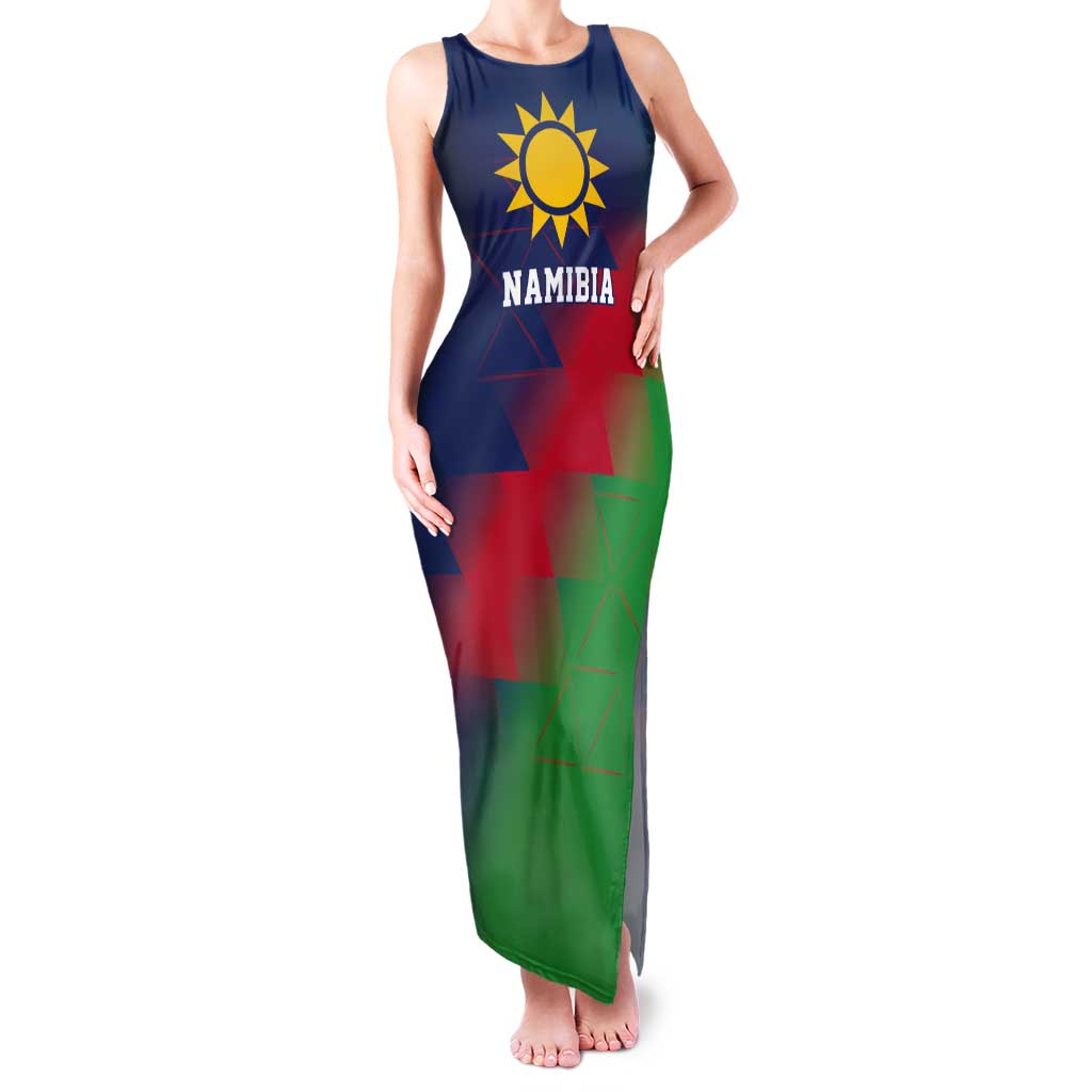Namibia Cricket Custom Tank Maxi Dress Namibian Gold Sun Flag Motif - Wonder Print Shop