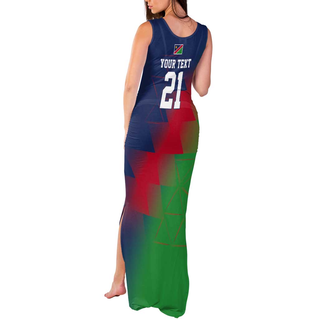 Namibia Cricket Custom Tank Maxi Dress Namibian Gold Sun Flag Motif - Wonder Print Shop