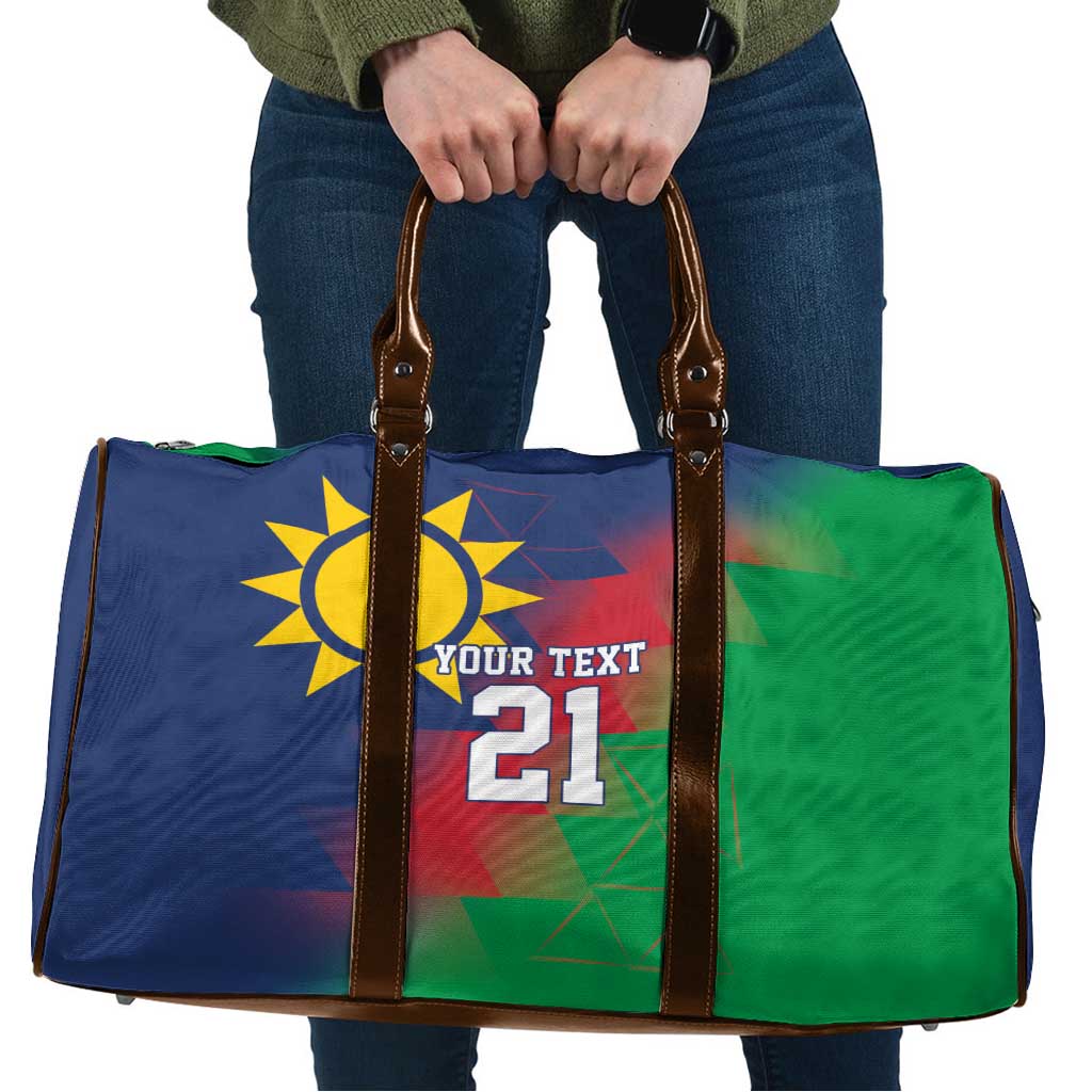 Namibia Cricket Custom Travel Bag Namibian Gold Sun Flag Motif - Wonder Print Shop