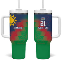Namibia Cricket Custom Tumbler With Handle Namibian Gold Sun Flag Motif - Wonder Print Shop