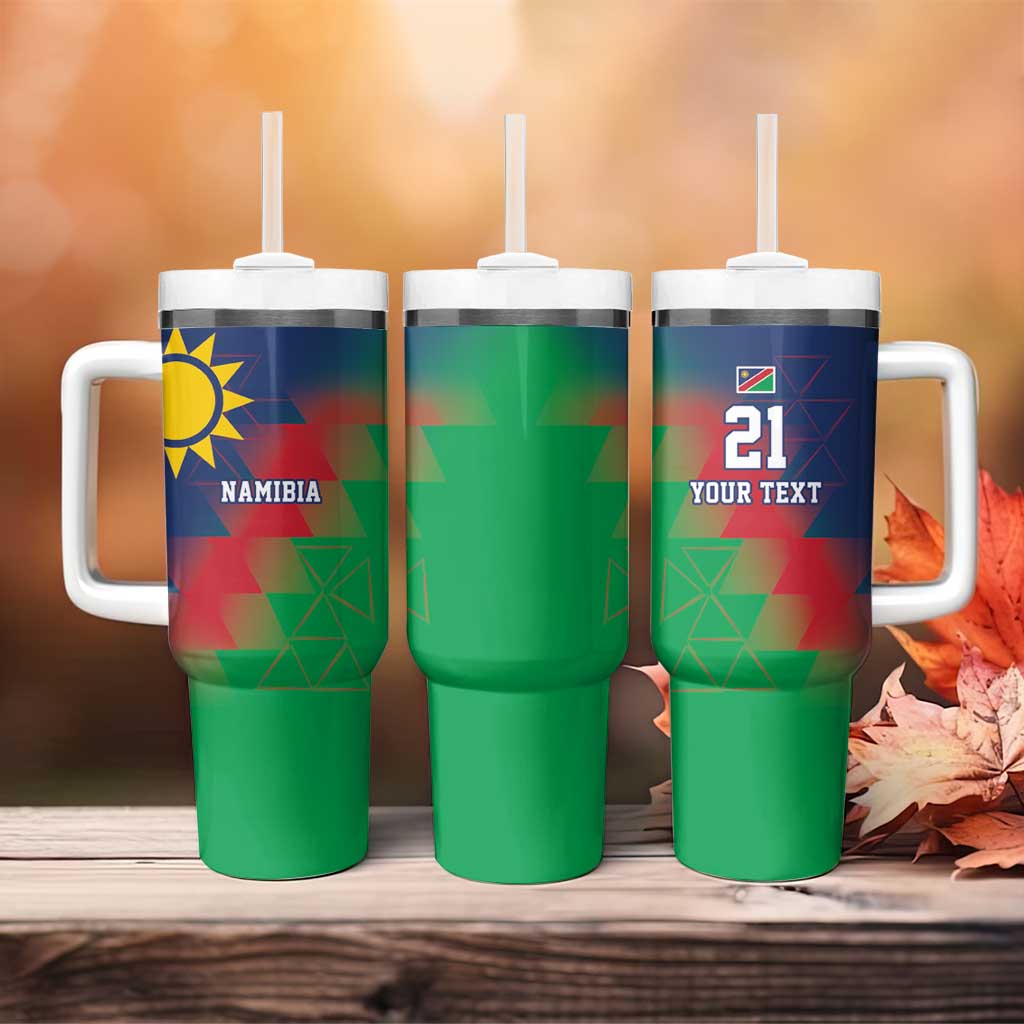 Namibia Cricket Custom Tumbler With Handle Namibian Gold Sun Flag Motif - Wonder Print Shop