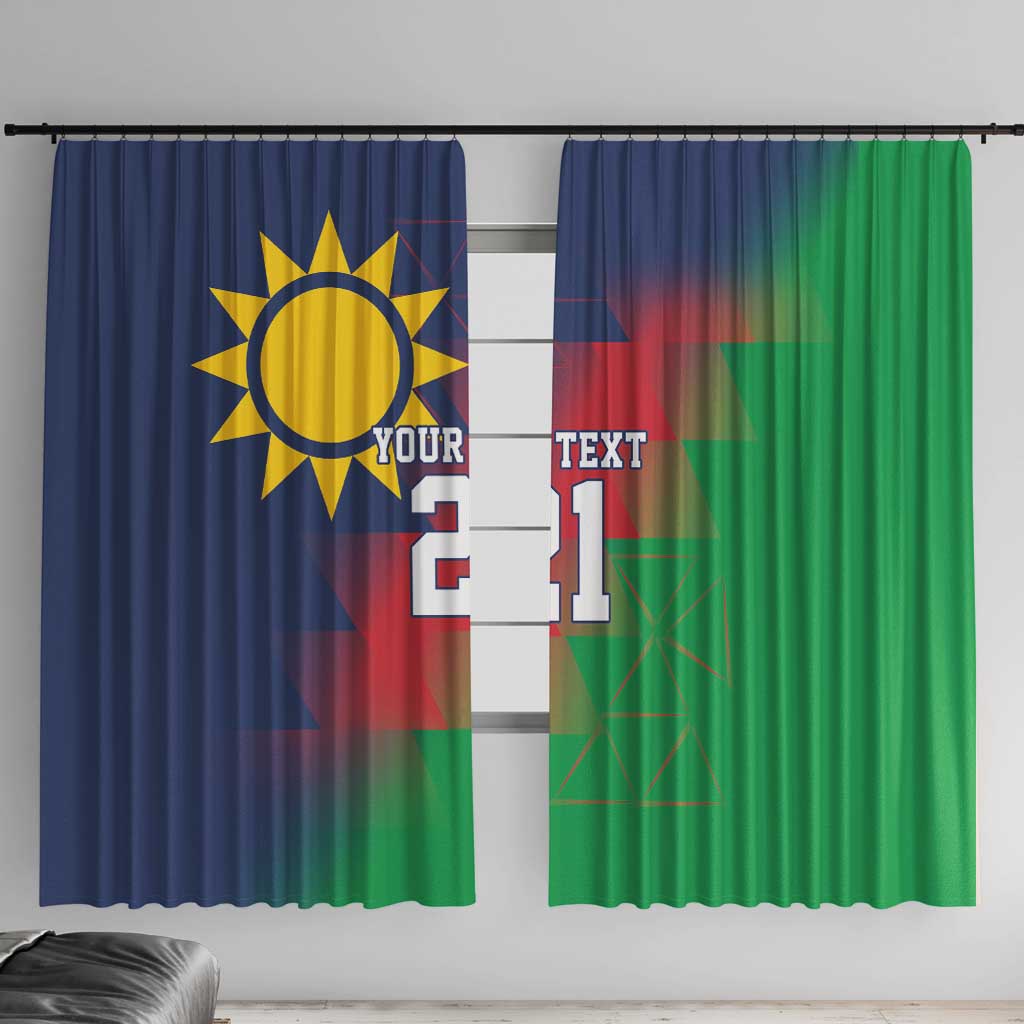 Namibia Cricket Custom Window Curtain Namibian Gold Sun Flag Motif - Wonder Print Shop