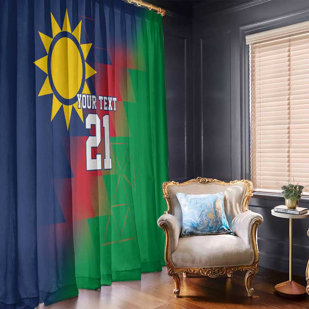Namibia Cricket Custom Window Curtain Namibian Gold Sun Flag Motif - Wonder Print Shop