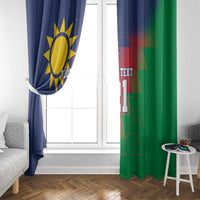 Namibia Cricket Custom Window Curtain Namibian Gold Sun Flag Motif - Wonder Print Shop