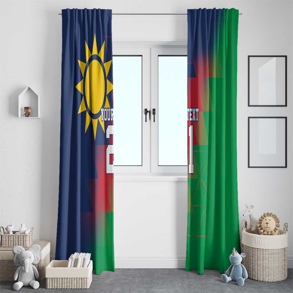 Namibia Cricket Custom Window Curtain Namibian Gold Sun Flag Motif - Wonder Print Shop
