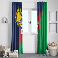 Namibia Cricket Custom Window Curtain Namibian Gold Sun Flag Motif - Wonder Print Shop