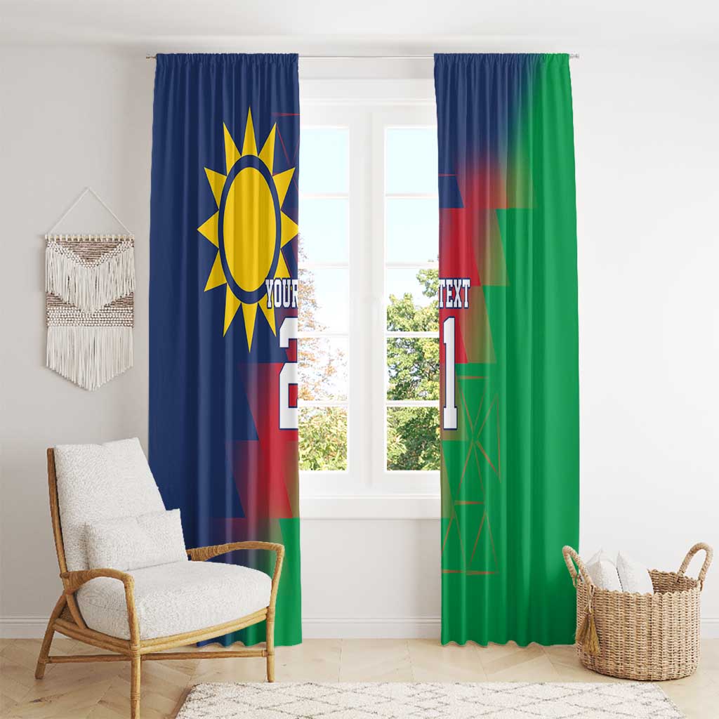 Namibia Cricket Custom Window Curtain Namibian Gold Sun Flag Motif - Wonder Print Shop
