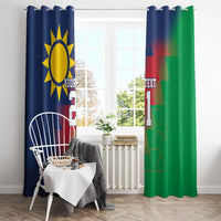 Namibia Cricket Custom Window Curtain Namibian Gold Sun Flag Motif - Wonder Print Shop
