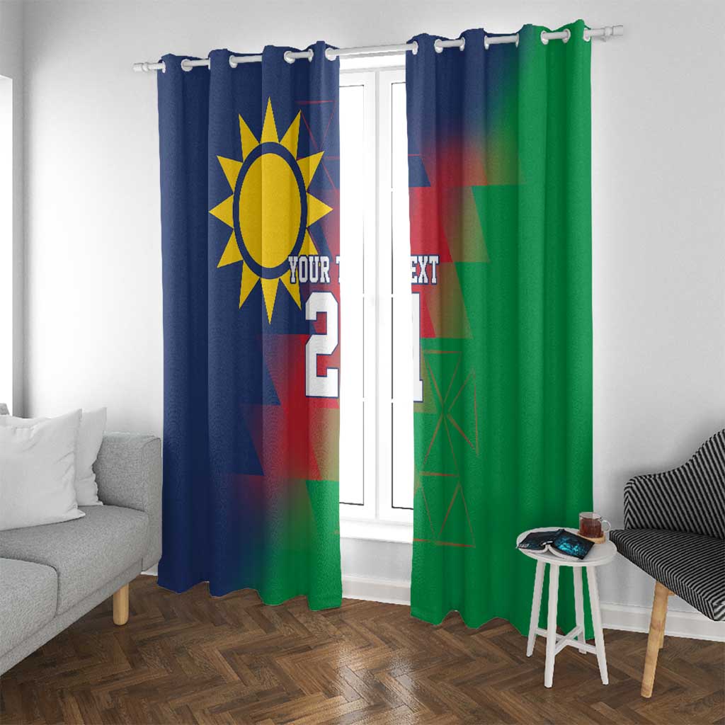 Namibia Cricket Custom Window Curtain Namibian Gold Sun Flag Motif - Wonder Print Shop