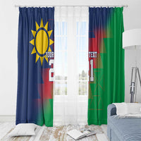 Namibia Cricket Custom Window Curtain Namibian Gold Sun Flag Motif - Wonder Print Shop